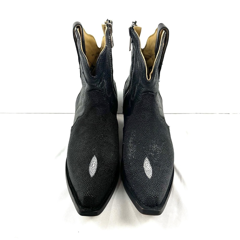 Men's Vintage Justin Diamond J Genuine Stingray Cowboy Boots Side Zip Black 11M